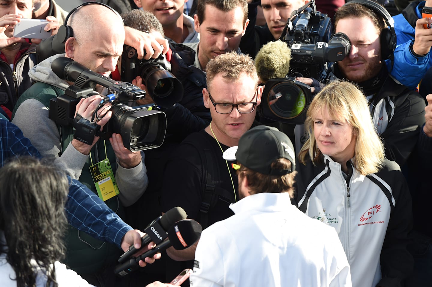 Fernando Alonso (ESP) McLaren is interviewed by the media at Formula One Testing, Day One, Jerez,