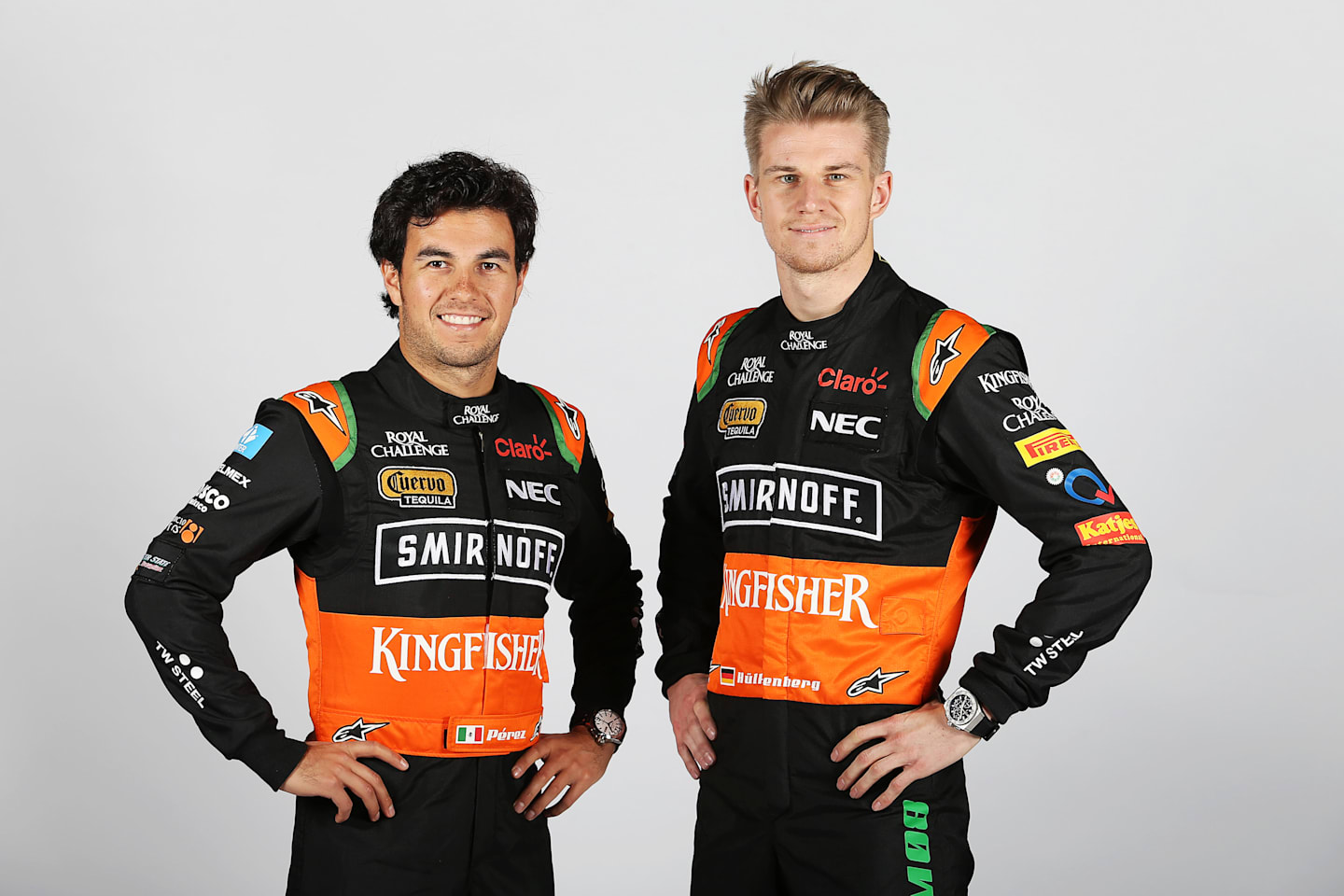 www.sutton-images.com -  (L to R): Sergio Perez (MEX) Force India and Nico Hulkenberg (GER) Force