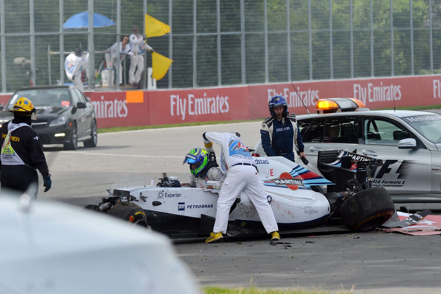 Felipe Massa (BRA) Williams FW36 crashes.
Formula One World Championship, Rd7, Canadian Grand Prix, Race Day, Montreal, Canada, Sunday 8 June 2014.
 © Sutton Motorsport Images