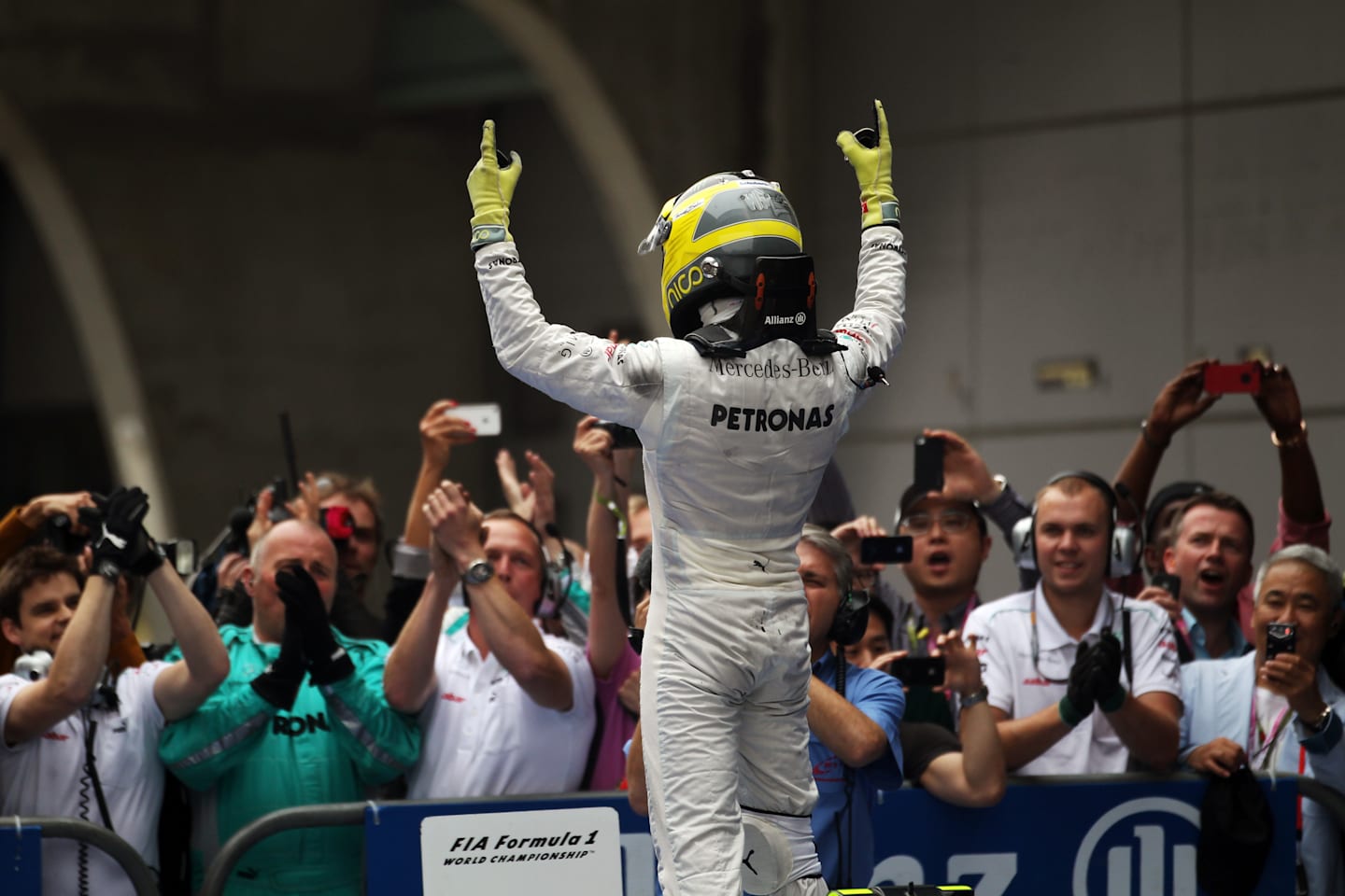 Race winner Nico Rosberg (GER) Mercedes AMG F1 W03 celebrates in parc ferme. Formula One World