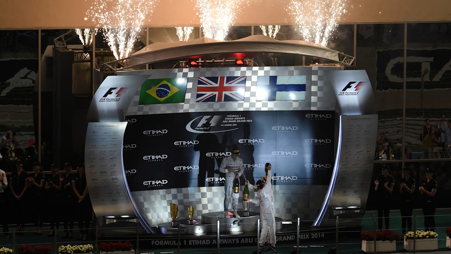 Podium and results: 1st Lewis Hamilton (GBR) Mercedes AMG F1, left. 2nd Felipe Massa (BRA)