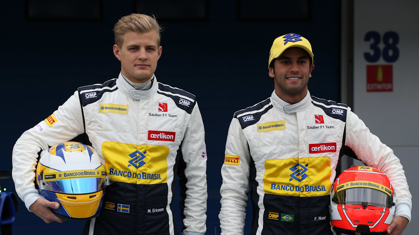 (L to R): Marcus Ericsson (SWE) Sauber and Felipe Nasr (BRA) at Formula One Testing, Day Three,