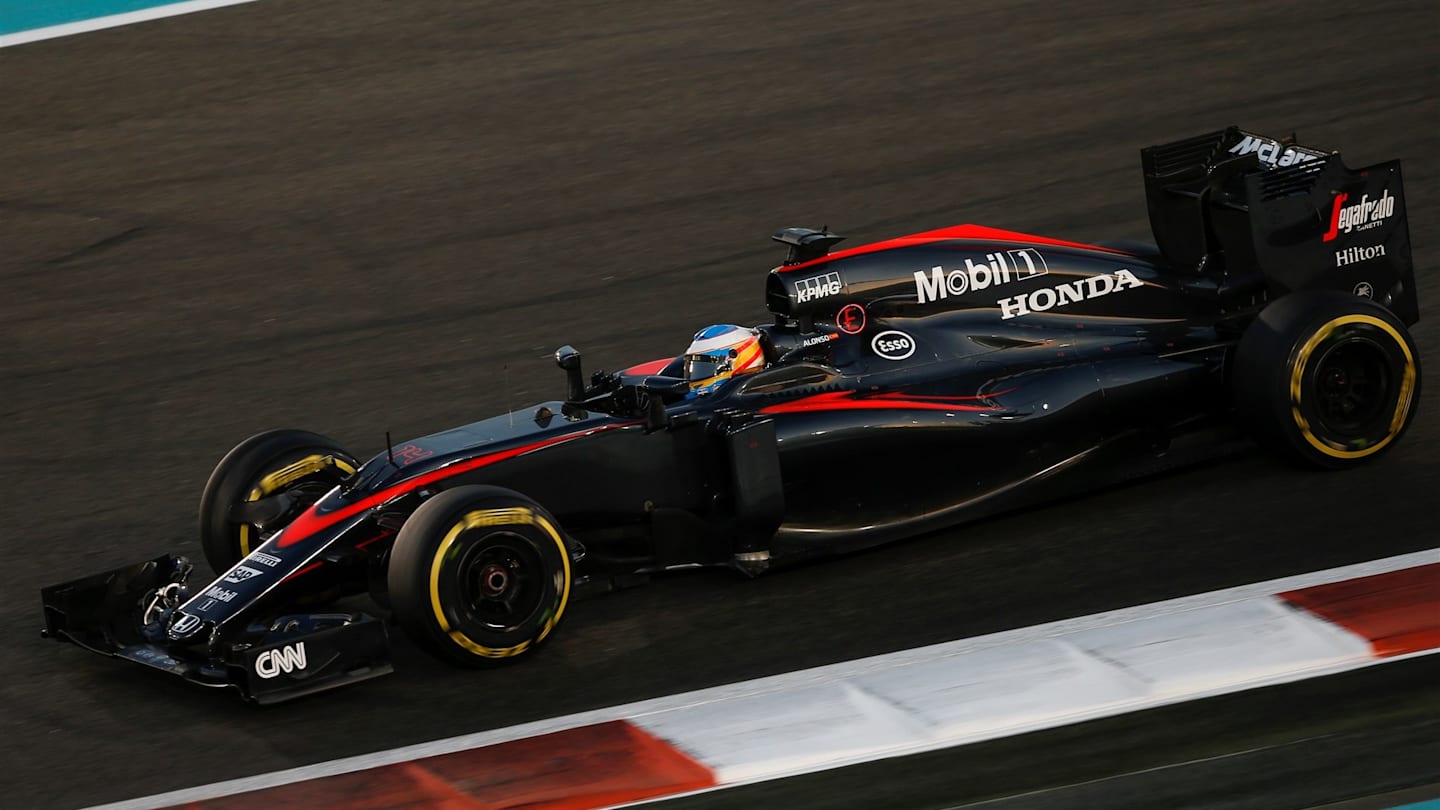 Fernando Alonso (ESP) McLaren MP4-30 at Formula One World Championship, Rd19, Abu Dhabi Grand Prix, Race, Yas Marina Circuit, Abu Dhabi, UAE, Sunday 29 November 2015. © Sutton Motorsport Images