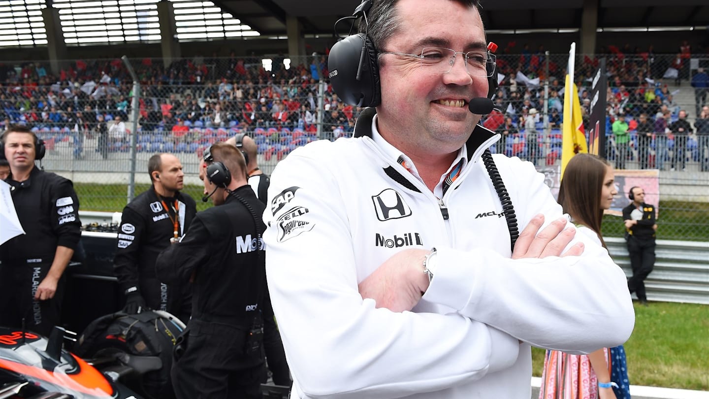 Eric Boullier (FRA) McLaren Racing Director on the grid at Formula One World Championship, Rd8,