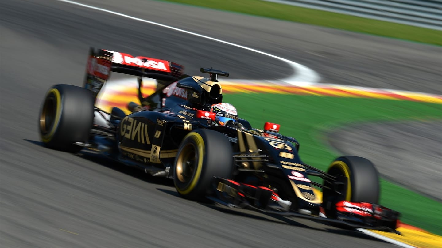 Romain Grosjean (FRA) Lotus E23 Hybrid at Formula One World Championship, Rd11, Belgian Grand Prix,