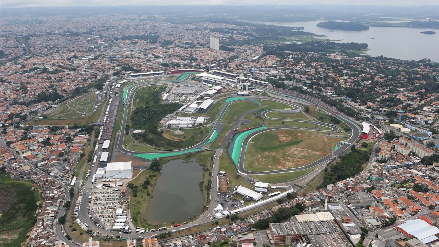 Aerial view at Formula One World Championship, Rd18, Brazilian Grand Prix, Race, Interlagos, Sao