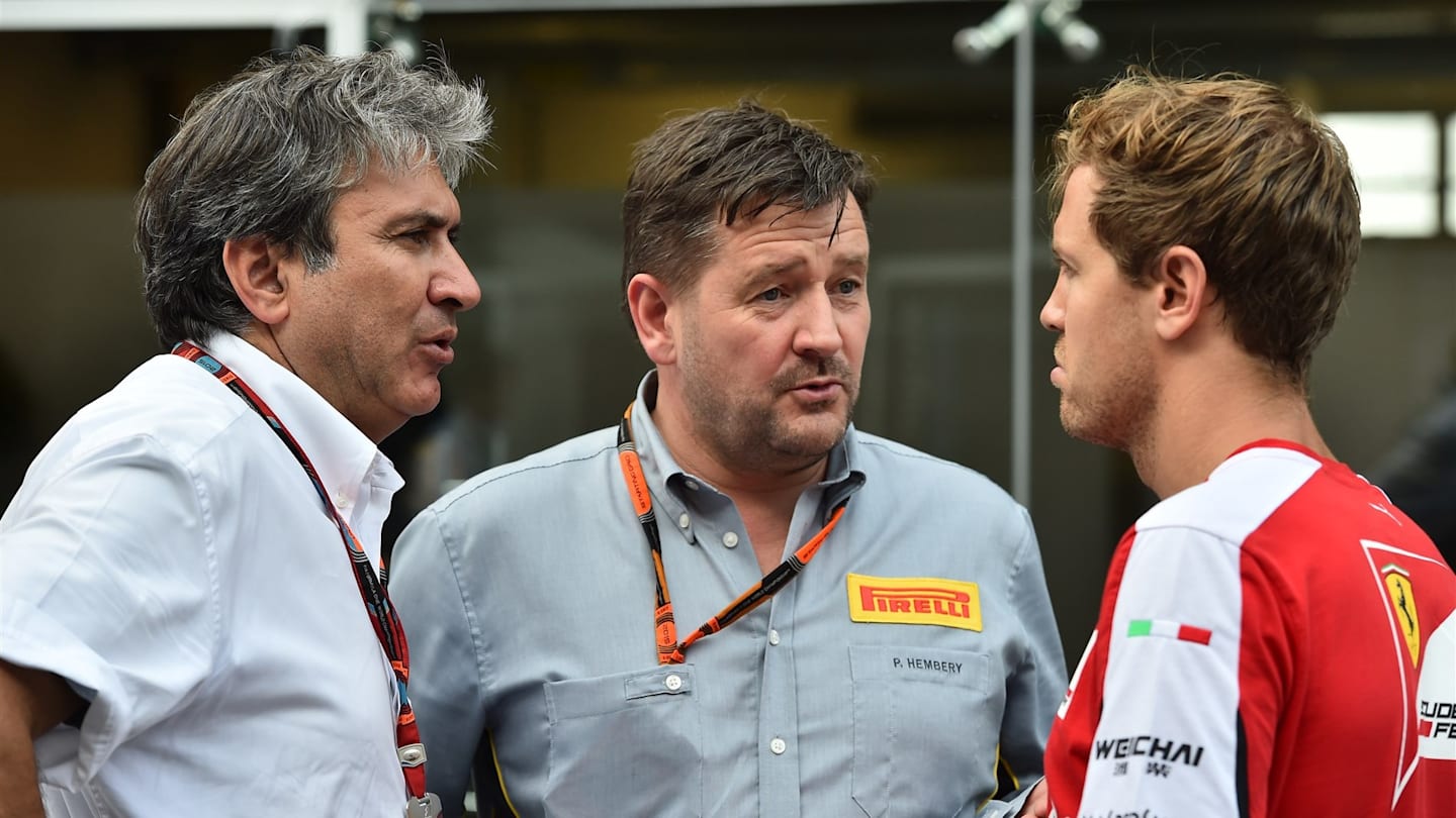 Pasquale Lattuneddu (ITA) of the FOM, Paul Hembery (GBR) Pirelli Motorsport Director and Sebastian