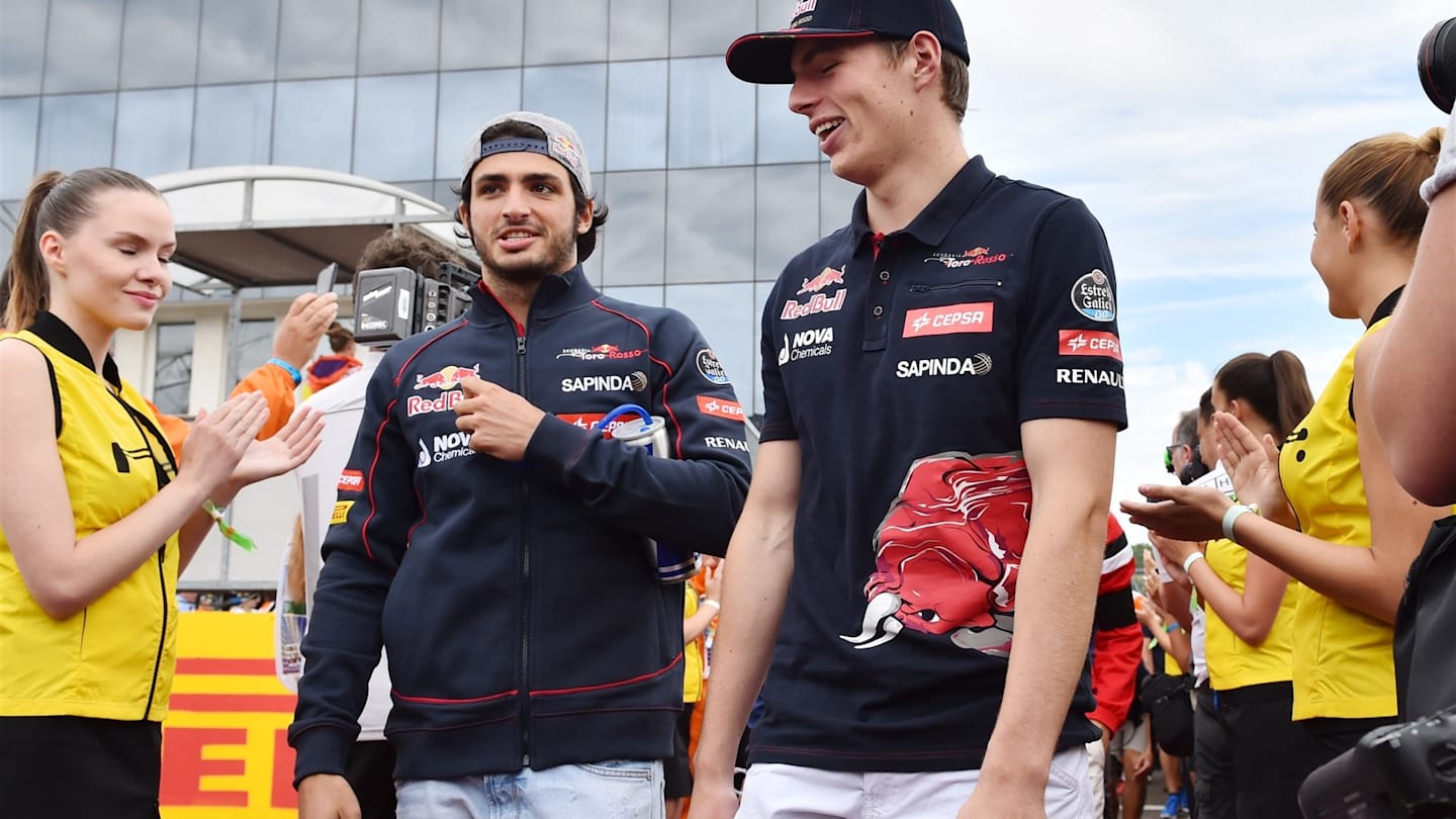 Max Verstappen (NDL) Scuderia Toro Rosso and Carlos Sainz jr (ESP) Scuderia Toro Rosso on the