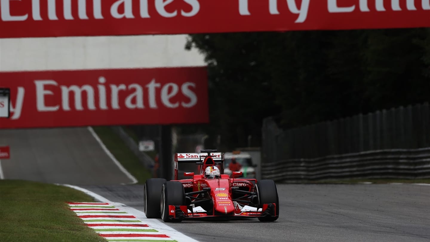 Sebastian Vettel (GER) Ferrari SF15-T at Formula One World Championship, Rd12, Italian Grand Prix, Practice, Monza, Italy, Friday 4  September 2015. © Sutton Motorsport Images