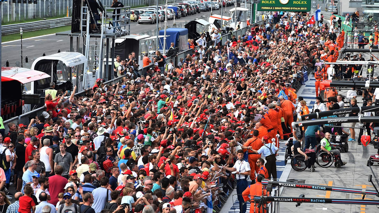 Fans in pit lane at Formula One World Championship, Rd12, Italian Grand Prix, Preparations, Monza, Italy, Thursday 3 September 2015. © Sutton Motorsport Images