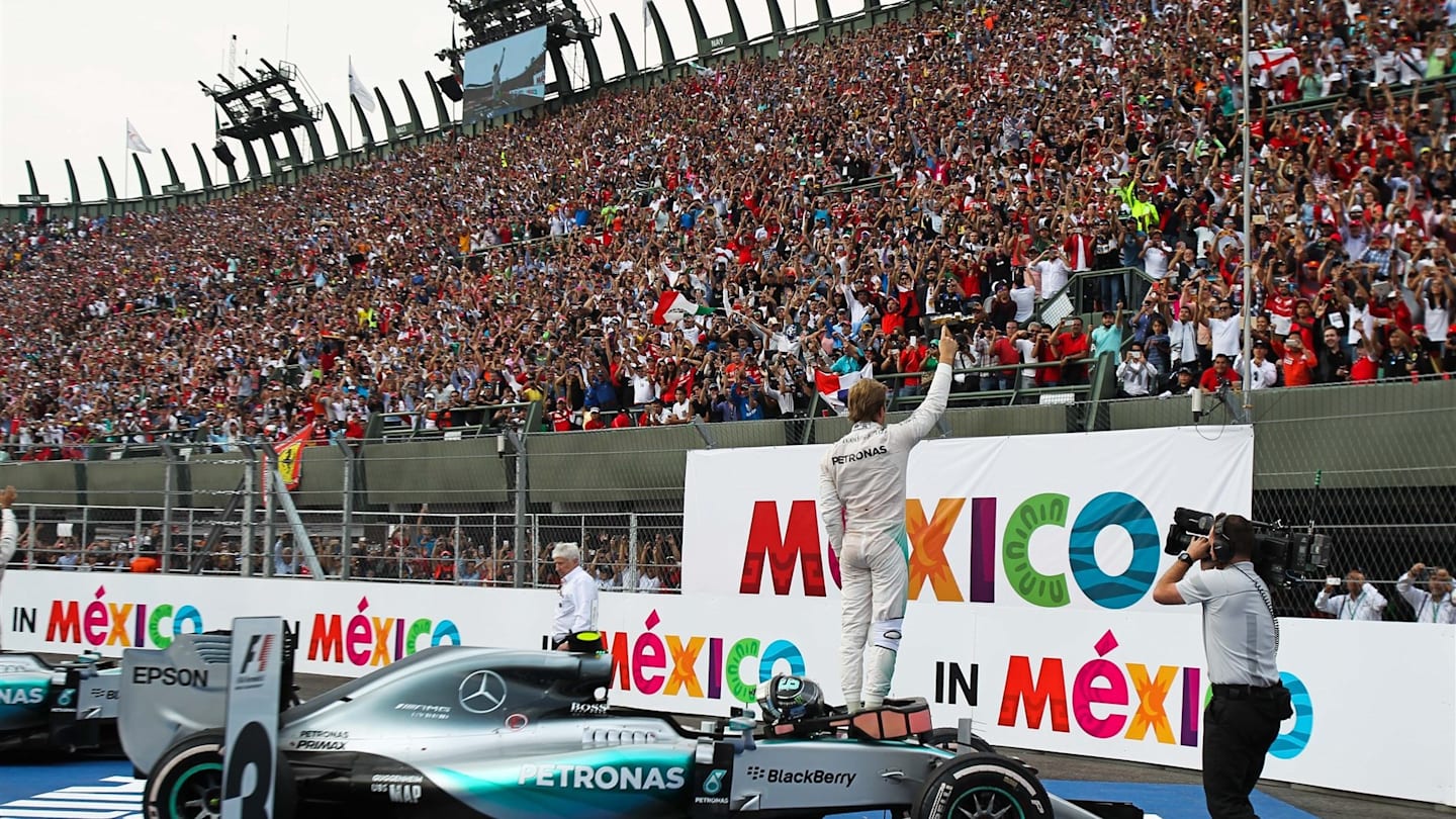 Race winner Nico Rosberg (GER) Mercedes AMG F1 celebrates in parc ferme at Formula One World