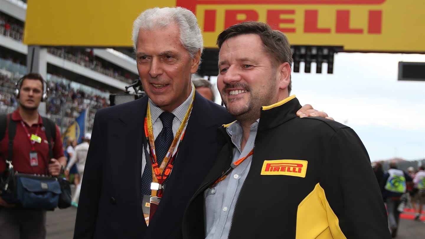 Marco Tronchetti Provera (ITA) Pirelli President and Paul Hembery (GBR) Pirelli Motorsport Director