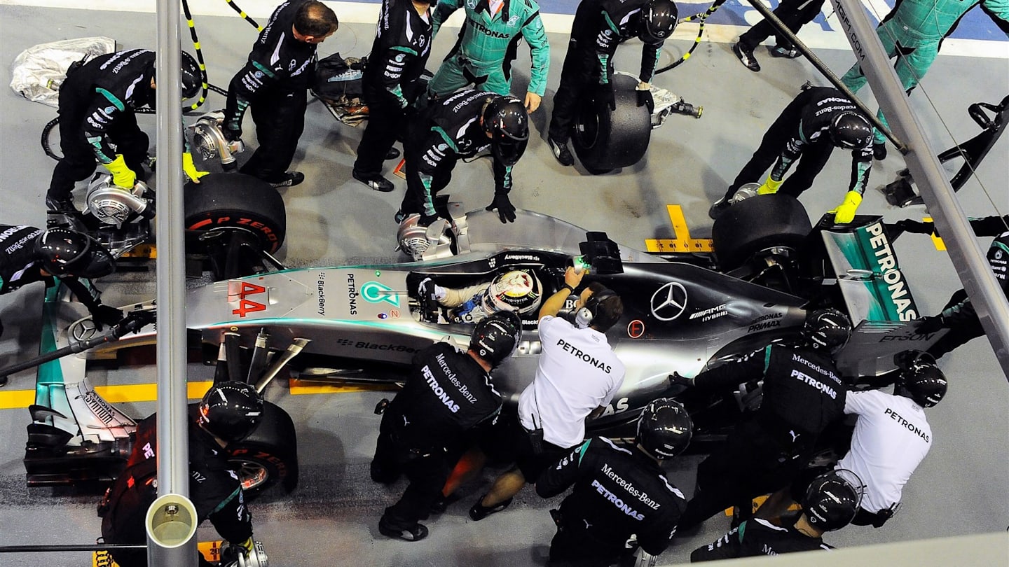 Lewis Hamilton (GBR) Mercedes AMG F1 W06 retires from the race at Formula One World Championship,