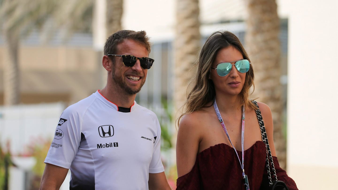 Jenson Button (GBR) McLaren with his girlfriend Brittny Ward (USA) at Formula One World Championship, Rd21, Abu Dhabi Grand Prix, Practice, Yas Marina Circuit, Abu Dhabi, UAE, Friday 25 November 2016. © Sutton Images