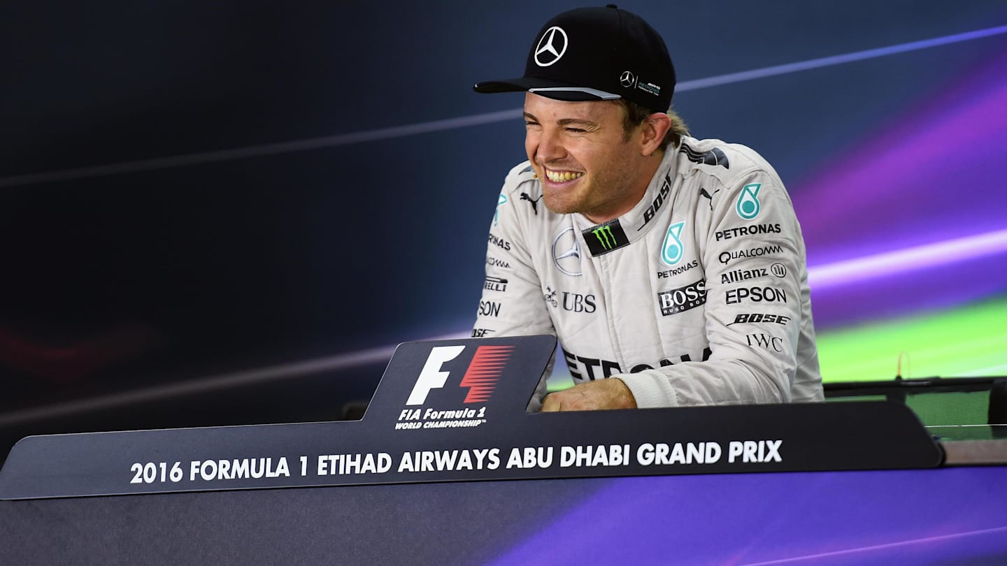 World Champion Nico Rosberg (GER) Mercedes AMG F1 in the Press Conference at Formula One World Championship, Rd21, Abu Dhabi Grand Prix, Race, Yas Marina Circuit, Abu Dhabi, UAE, Sunday 27 November 2016. © Sutton Images