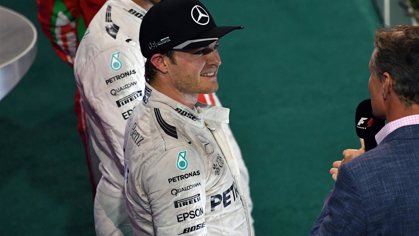 Nico Rosberg (GER) Mercedes AMG F1 celebrates on the podium at Formula One World Championship, Rd21, Abu Dhabi Grand Prix, Race, Yas Marina Circuit, Abu Dhabi, UAE, Sunday 27 November 2016. © Sutton Images