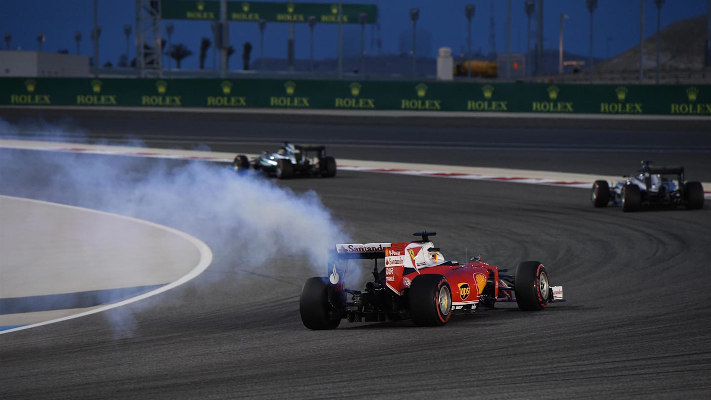Sebastian Vettel (GER) Ferrari SF16-H suffers engine failure on the parade lap at Formula One World