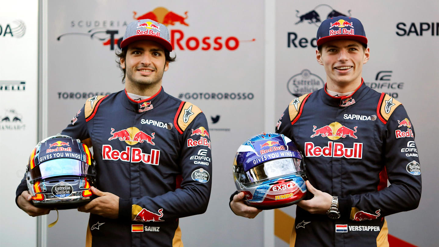 Max Verstappen (NDL) Scuderia Toro Rosso and Carlos Sainz jr (ESP) Scuderia Toro Rosso at Formula