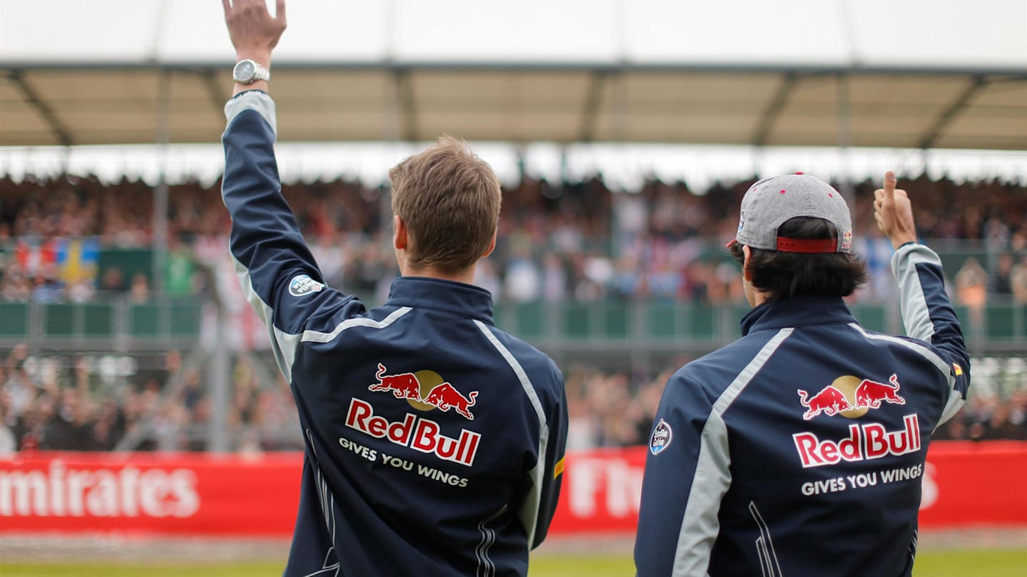 Daniil Kvyat (RUS) Scuderia Toro Rosso and Carlos Sainz jr (ESP) Scuderia Toro Rosso at Formula One