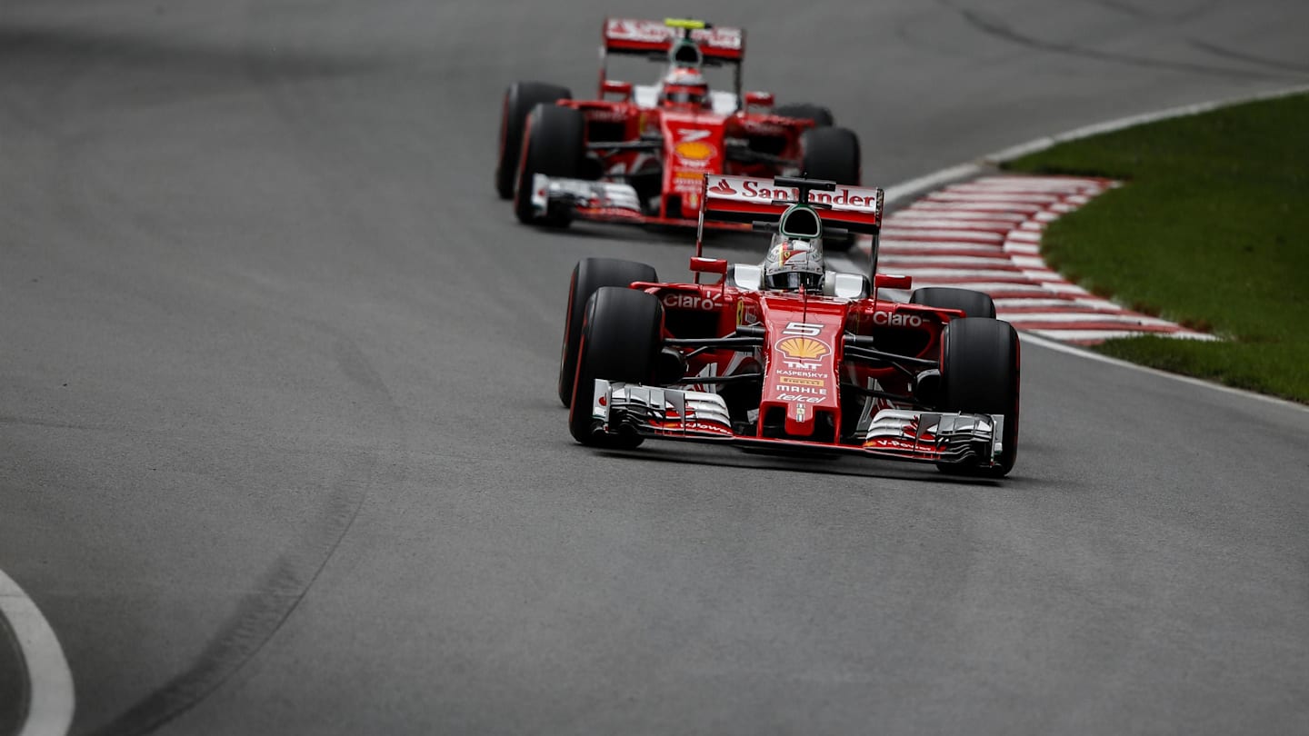 Sebastian Vettel (GER) Ferrari SF16-H and Kimi Raikkonen (FIN) Ferrari SF16-H at Formula One World