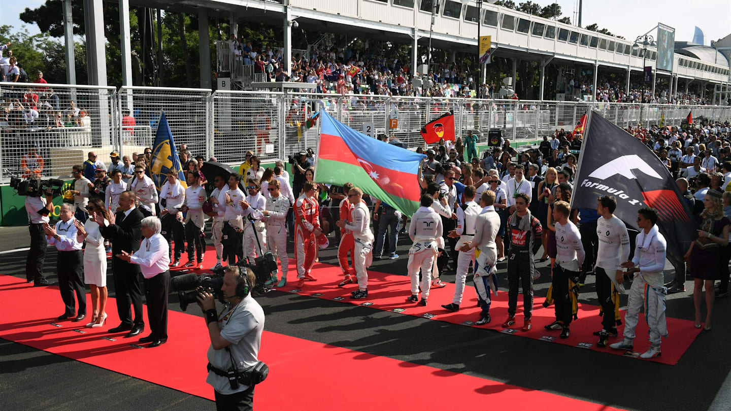 National Anthem is observed on the grid at Formula One World Championship, Rd8, European Grand