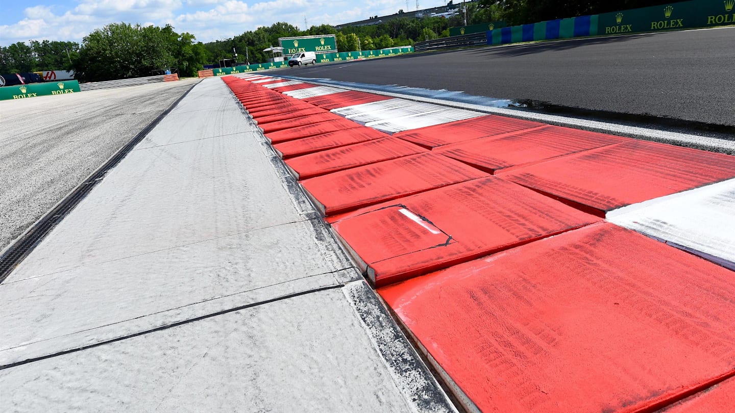 Kerbs with sensors to monitor track limits at Formula One World Championship, Rd11, Preparations,