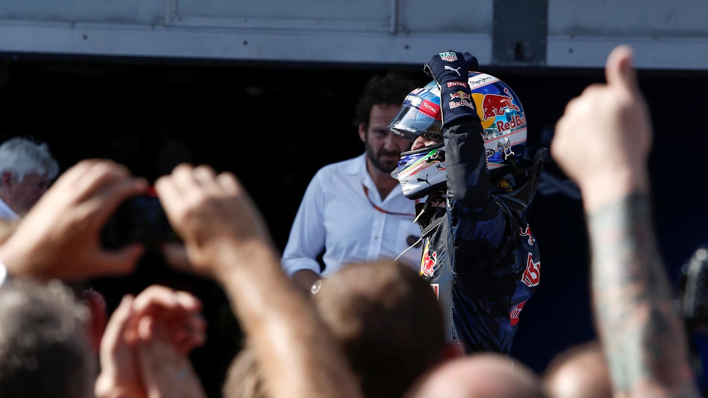 Race winner Daniel Ricciardo (AUS) Red Bull Racing celebrates in parc ferme at Formula One World