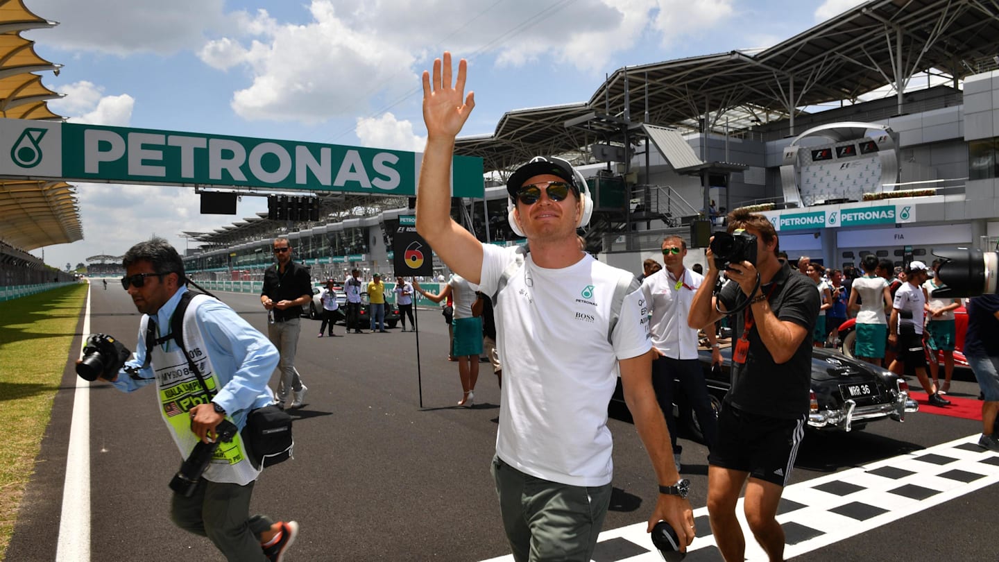 Nico Rosberg (GER) Mercedes AMG F1 on the drivers parade at Formula One World Championship, Rd16, Malaysian Grand Prix, Race, Sepang, Malaysia, Sunday 2 October 2016. © Sutton Images