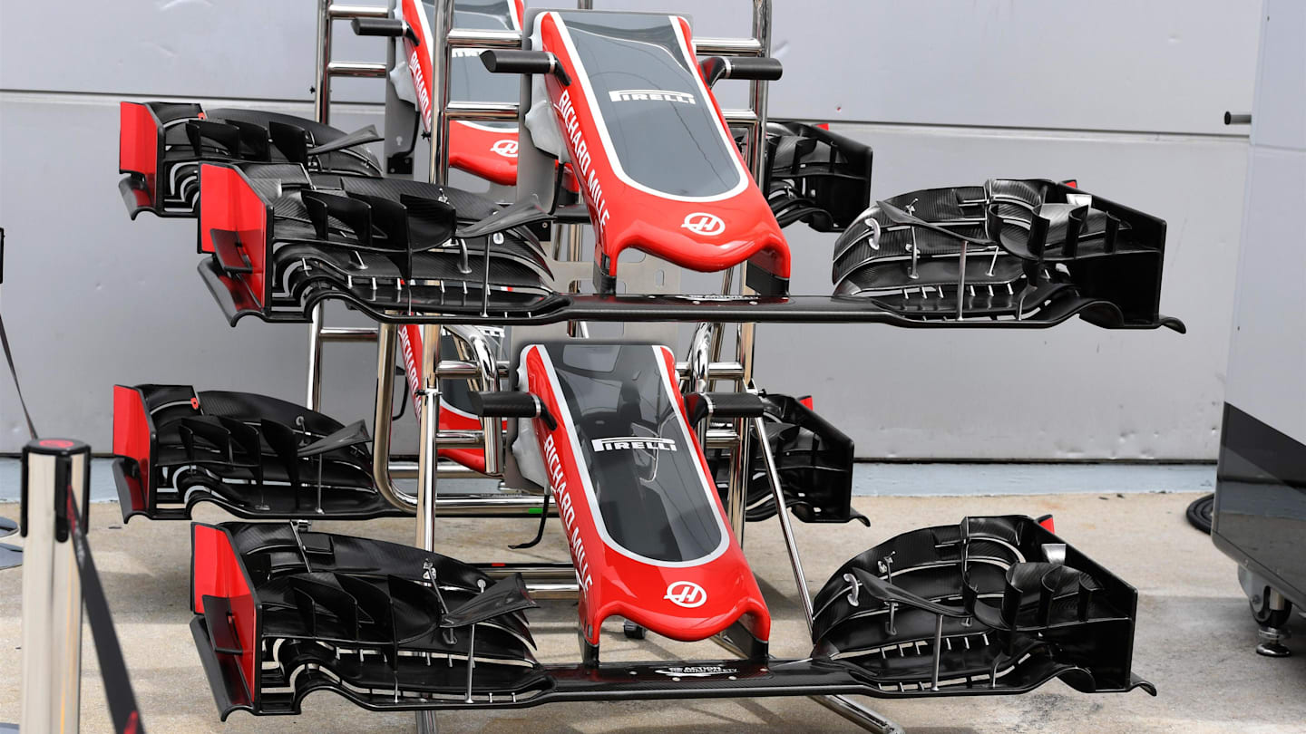 Haas VF-16 nose and front wings at Formula One World Championship, Rd16, Malaysian Grand Prix, Preparations, Sepang, Malaysia, Thursday 29 September 2016. © Sutton Images