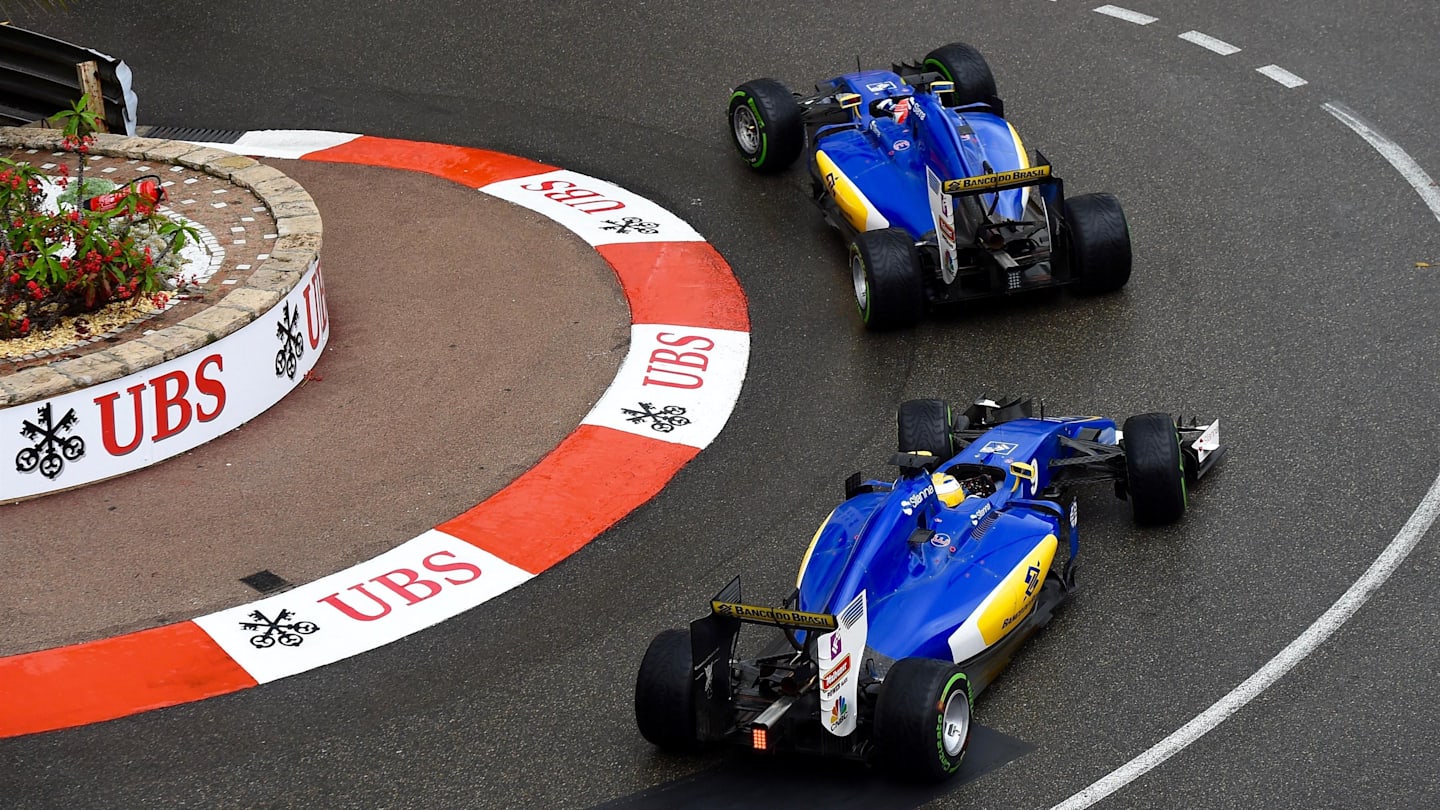 Felipe Nasr (BRA) Sauber C35 leads Marcus Ericsson (SWE) Sauber C35 at Formula One World