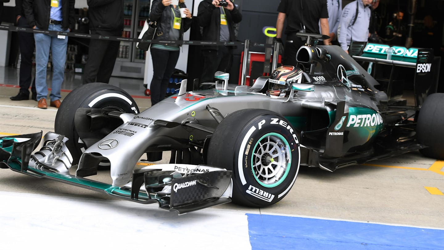 Pascal Wehrlein (GER) Mercedes AMG F1 W05 at Formula One Testing, Day One, Silverstone, England,