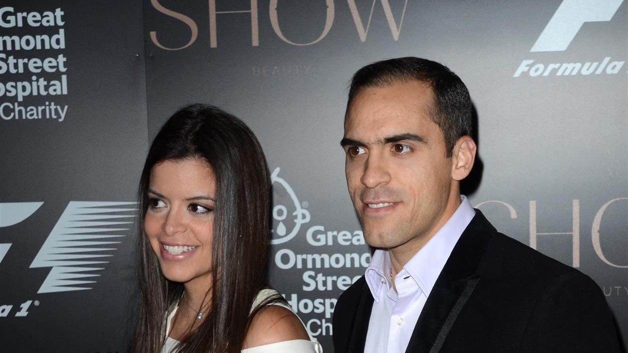 R-L: Pastor Maldonado (VEN) Lotus F1 Team and Gabriella Tarkany (VEN). F1 Party in aid of Great Ormond Street Children's Charity, Victoria and Albert Museum, London, England, Wednesday, 2 July 2014