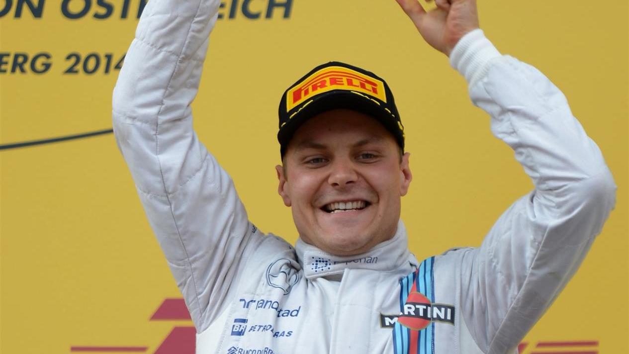 Valtteri Bottas (FIN) Williams celebrates on the podium. Formula One World Championship, Rd8, Austrian Grand Prix, Race, Spielberg, Austria, Sunday, 22 June 2014