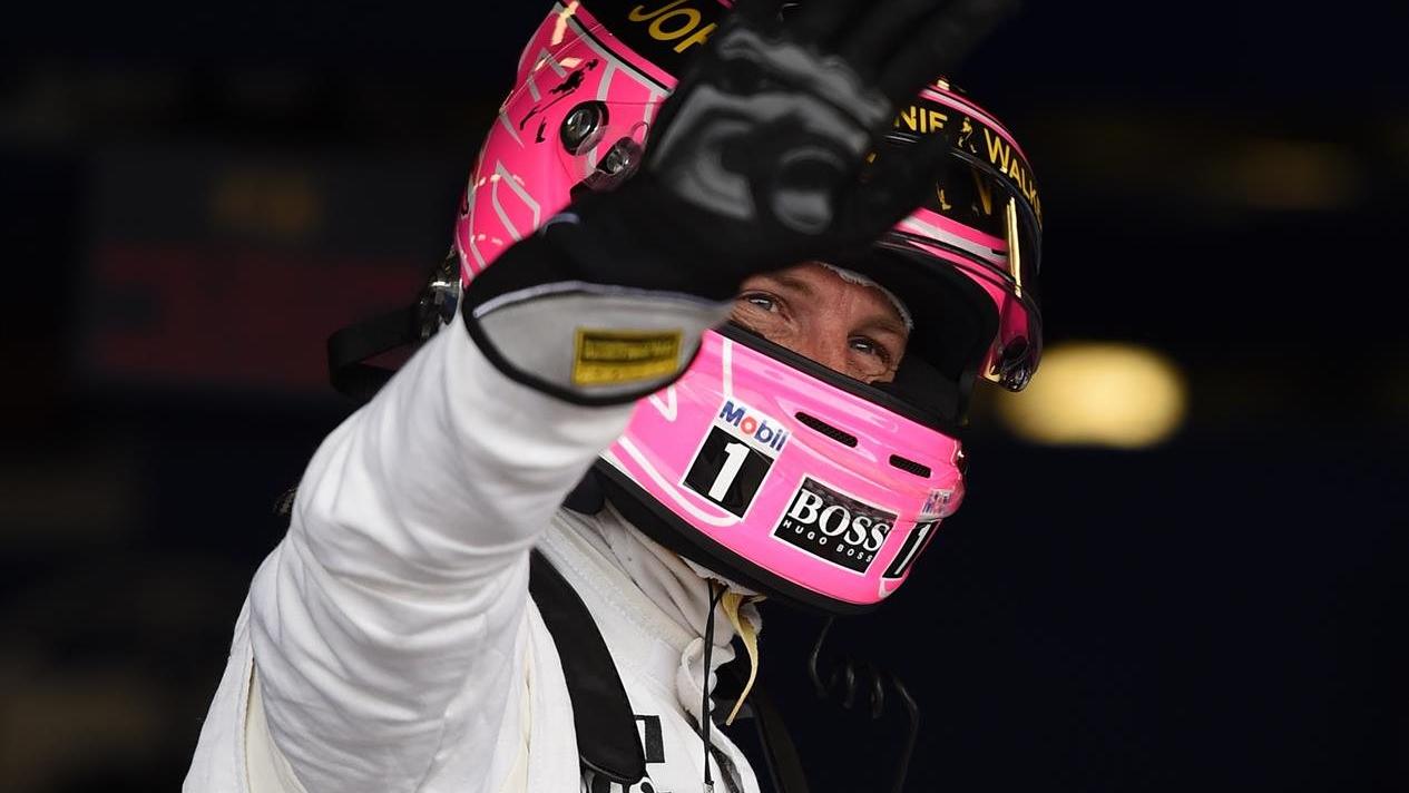 Jenson Button (GBR) McLaren celebrates in parc ferme. Formula One World Championship, Rd9, British Grand Prix, Qualifying, Silverstone, England, Saturday, 5 July 2014 © Sutton Images. No reproduction without permission