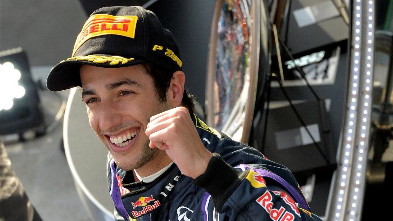Daniel Ricciardo (AUS) Red Bull Racing celebrates on the podium. Formula One World Championship, Rd1, Australian Grand Prix, Race, Albert Park, Melbourne, Australia, Sunday, 16 March 2014. © Sutton Images