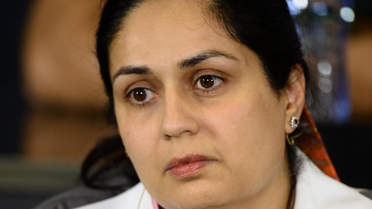 Monisha Kaltenborn (AUT) Sauber Team Prinicpal in the Press Conference. Formula One World Championship, Rd5, Spanish Grand Prix, Practice, Barcelona, Spain, Friday, 9 May 2014. © Sutton Images