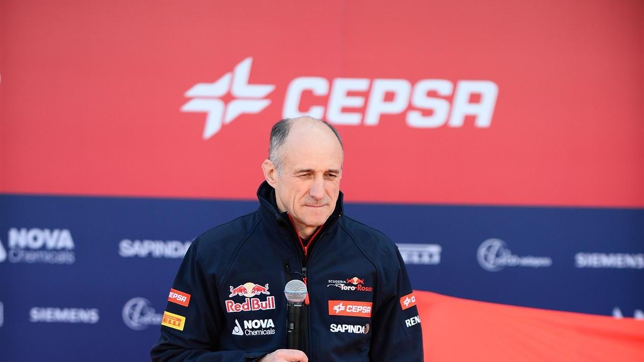 Franz Tost (AUT) Scuderia Toro Rosso Team Principal and the new Scuderia Toro Rosso STR9. Scuderia Toro Rosso STR9 Launch, Jerez, Spain, Monday, 27 January 2014