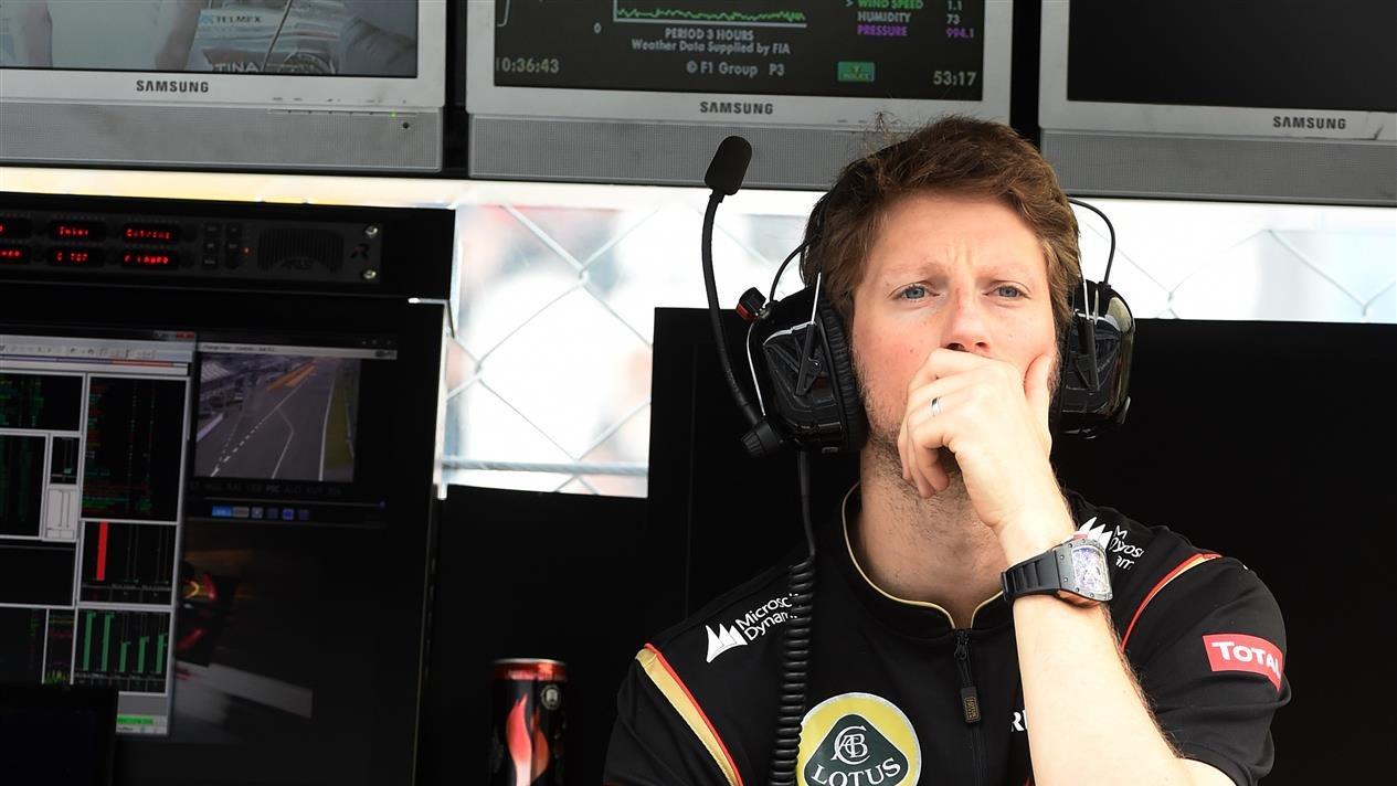 Romain Grosjean (FRA) Lotus F1 on the pit wall gantry in Free Practice One. Formula One World Championship, Rd13, Italian Grand Prix, Monza, Italy, Practice, Friday, 5 September 2014