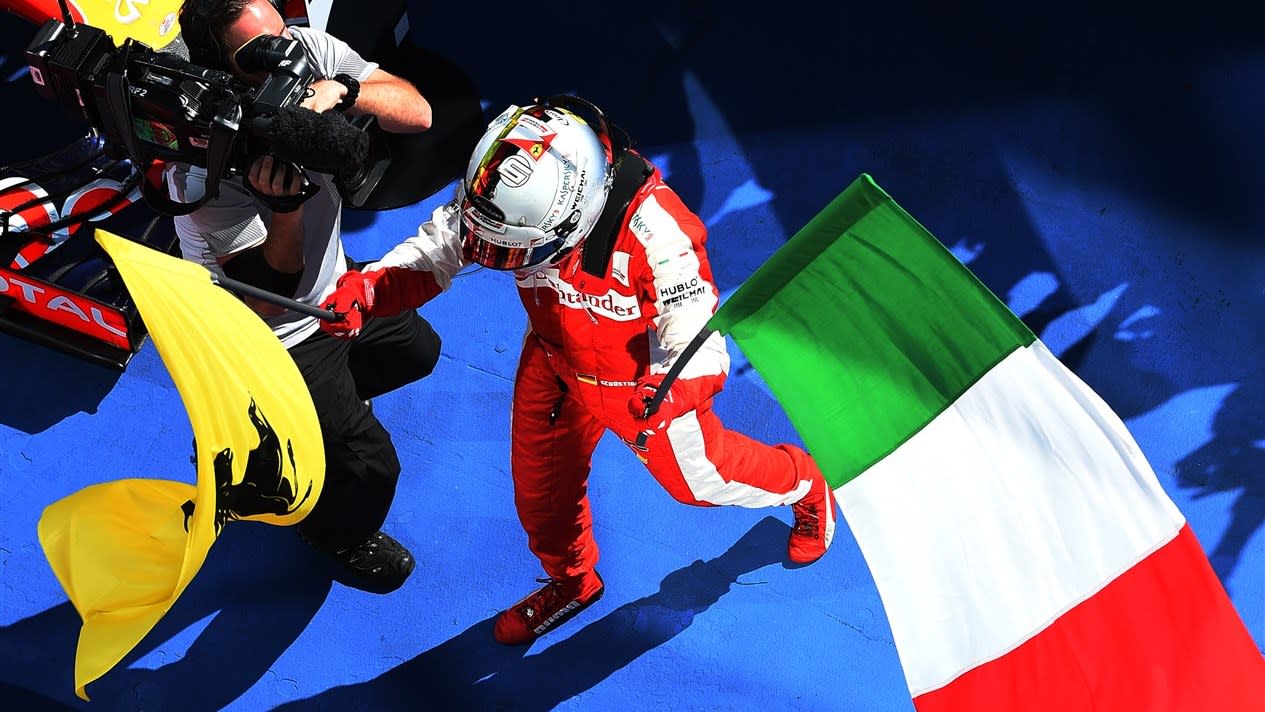 Race winner Sebastian Vettel (GER) Ferrari celebrates in parc ferme at Formula One World Championship, Rd10, Hungarian Grand Prix, Race, Hungaroring, Hungary, Sunday 26 July 2015. © Sutton Motorsport Images