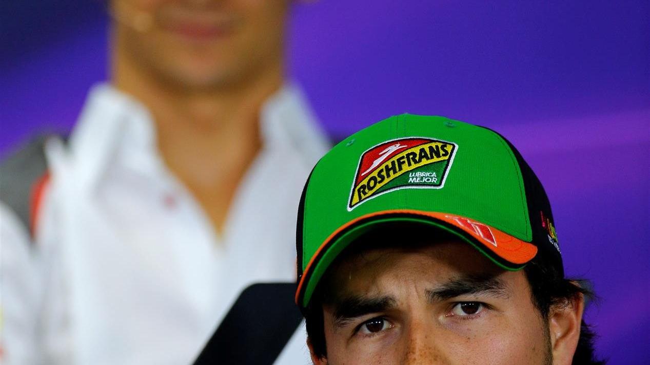 Sergio Perez (MEX) Force India in the Press Conference. Formula One World Championship, Rd11, Hungarian Grand Prix, Preparations, Hungaroring, Hungary. Thursday, 24 July 2014
