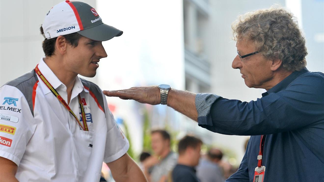 Adrian Sutil (GER) Sauber talks with Hermann Tilke (GER) Circuit Designer. Formula One World Championship, Rd16, Russian Grand Prix, Preparations, Sochi Autodrom, Sochi, Krasnodar Krai, Russia, Thursday, 9 October 2014 © Sutton Images. No reproduction without permission
