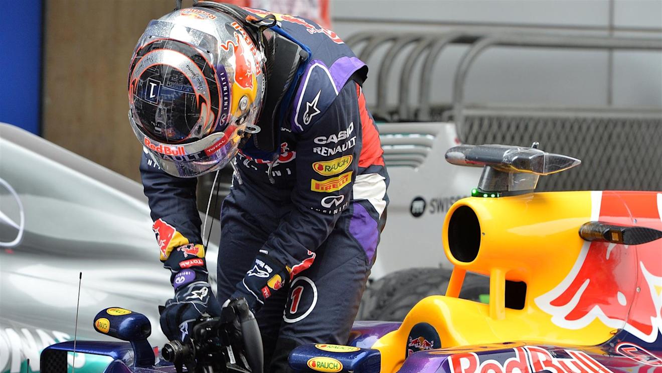 Sebastian Vettel (GER) Red Bull Racing RB10 in parc ferme. Formula One World Championship, Rd4, Chinese Grand Prix, Qualifying, Shanghai, China, Saturday, 19 April 2014