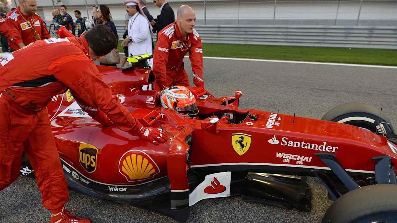 Kimi Raikkonen (FIN) Ferrari F14 T on the grid. Formula One World Championship, Rd3, Bahrain Grand Prix, Race, Bahrain International Circuit, Sakhir, Bahrain, Sunday, 6 April 2014