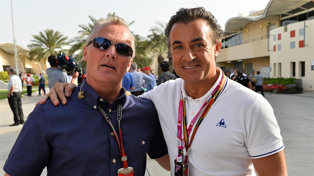 (L to R): Johnny Herbert (GBR) Sky TV and Jean Alesi (FRA). Formula One World Championship, Rd3, Bahrain Grand Prix, Practice, Bahrain International Circuit, Sakhir, Bahrain, Friday, 4 April 2014