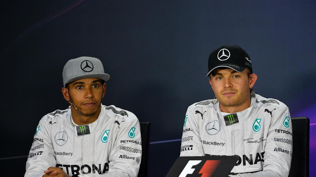 Lewis Hamilton (GBR) Mercedes AMG F1 and Nico Rosberg (GER) Mercedes AMG F1 in the Press Conference. Formula One World Championship, Rd7, Canadian Grand Prix, Qualifying, Montreal, Canada, Saturday, 7 June 2014