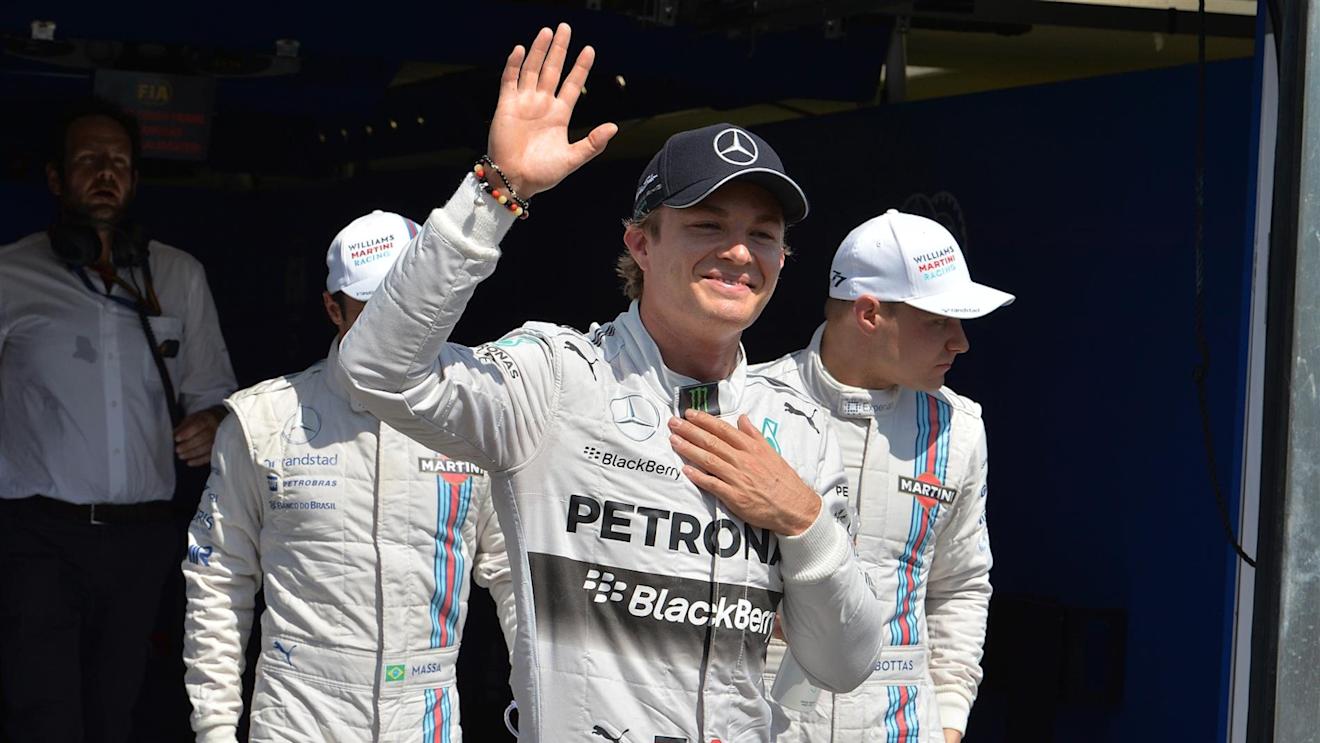 Pole sitter Nico Rosberg (GER) Mercedes AMG F1 celebrates in parc ferme. Formula One World Championship, Rd10, German Grand Prix, Qualifying, Hockenheim, Germany, Saturday, 19 July 2014 © Sutton Images. No reproduction without permission