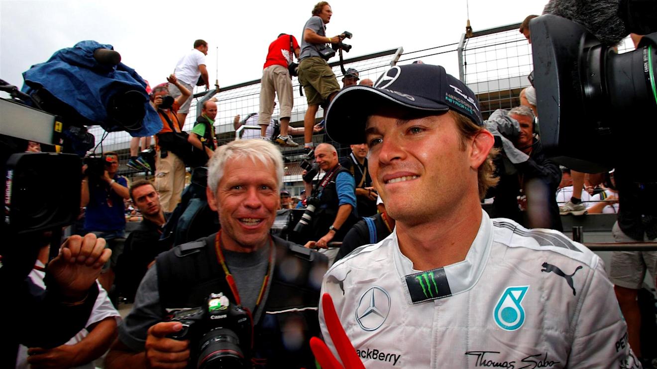 Race winner Nico Rosberg (GER) Mercedes AMG F1 celebrates with his team. Formula One World Championship, Rd10, German Grand Prix, Race Day, Hockenheim, Germany, Sunday, 20 July 2014 © Sutton Images. No reproduction without permission