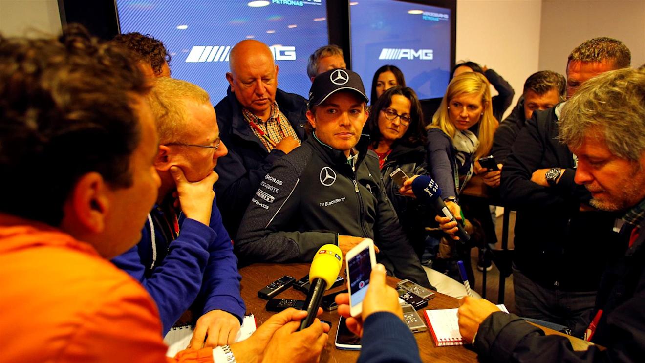Nico Rosberg (GER) Mercedes AMG F1 talks with the media in the Mercedes AMG F1 motorhome after the race. Formula One World Championship, Rd12, Belgian Grand Prix, Race Day, Spa-Francorchamps, Belgium, Sunday, 24 August 2014 © Sutton Images. No reproduction without permission