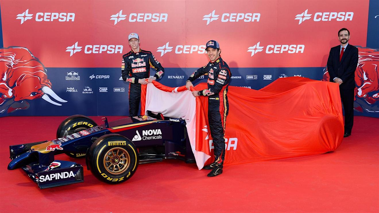 Daniil Kvyat (RUS) Scuderia Toro Rosso and Jean-Eric Vergne (FRA) Scuderia Toro Rosso unveil the Scuderia Toro Rosso STR9. Scuderia Toro Rosso STR9 Launch, Jerez, Spain, Monday, 27 January 2014. © Sutton Images