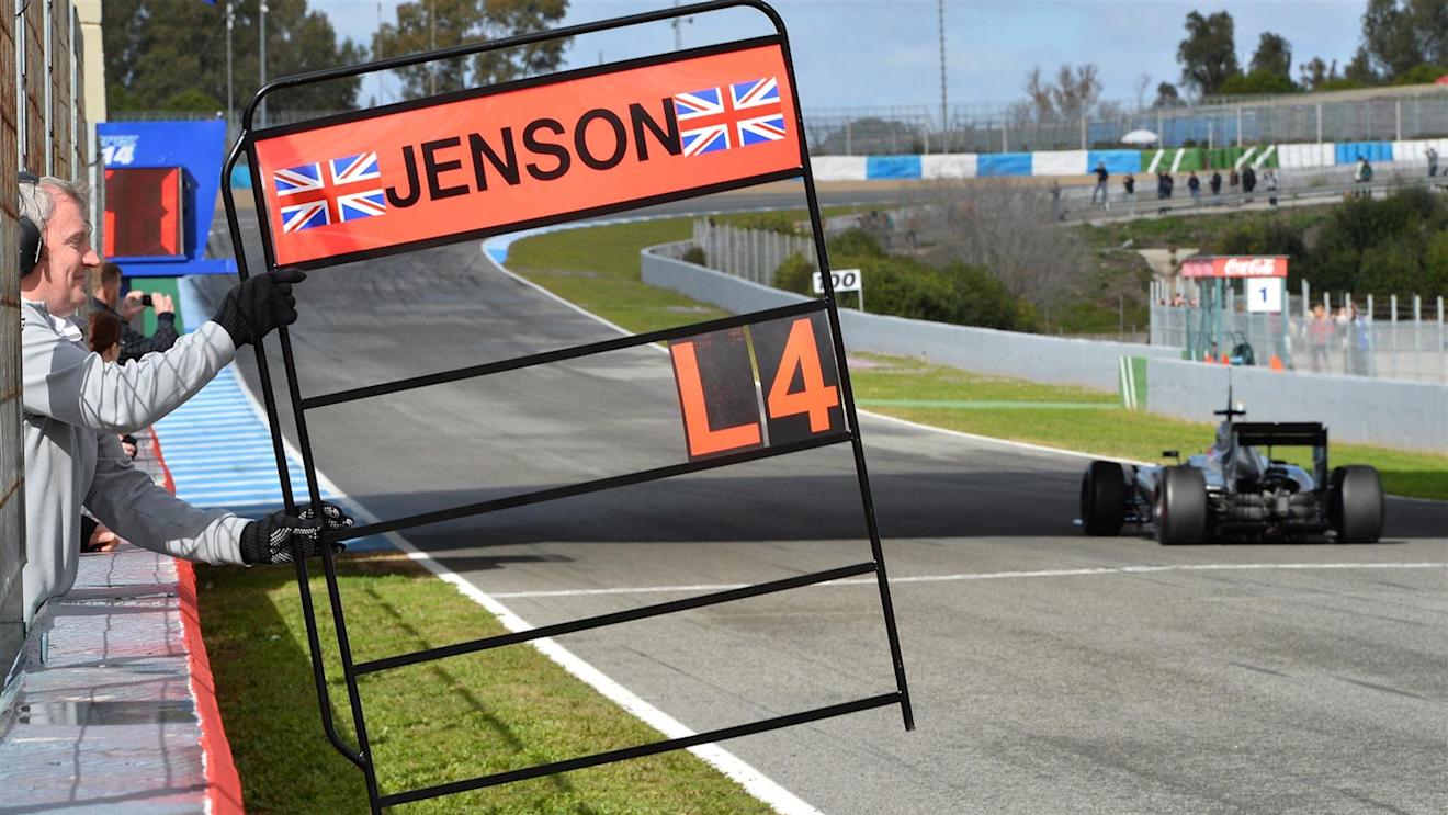 Pit board for Jenson Button (GBR) McLaren MP4-29. Formula One Testing, Jerez, Spain, Day Two, Wednesday, 29 January 2014. © Sutton Images